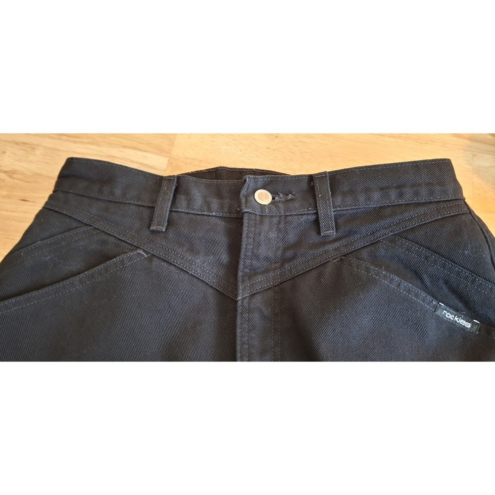 Vintage Rocky Mountain Jeans Women 33/15 Black High Rise Bareback Western Riding